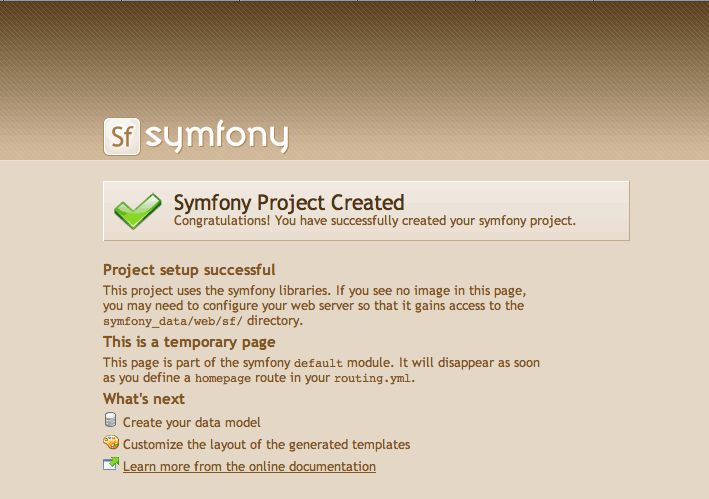 Symfony 1.x Félicitations